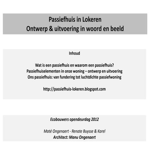 Ecobouwers opendeur passiefhuis Lokeren