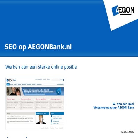Presentatie Wout SEO op AEGONBank