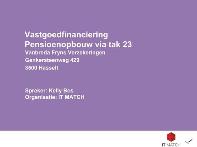 IT MATCH: Vastgoedfinanciering voor zelfstandigen / freelancers in België
