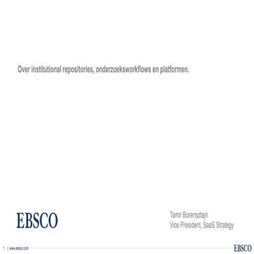 Alles draait om connecties over institutional repositories, onderzoeksworkflo...