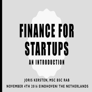 Finance for startups: An Introduction