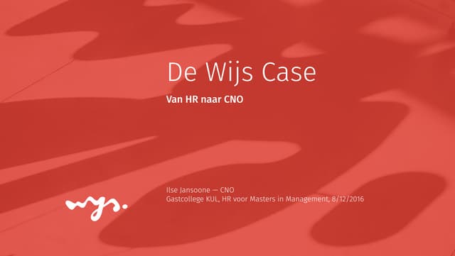 Van HR naar CNO, de Wijs case