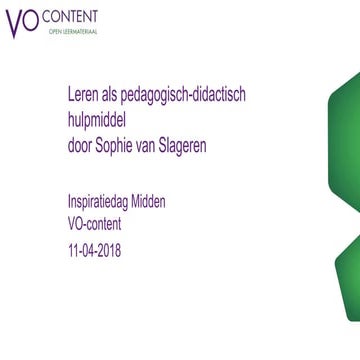 Leerdoelen als pedagogisch-didactisch hulpmiddel 