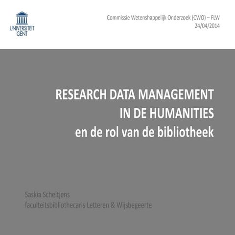 Research Data Management en bibliotheken