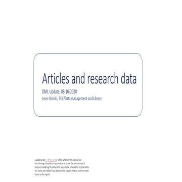 Articles and research data : DML Update, 08-10-2020