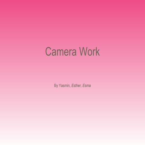 Working 1- Camera Work