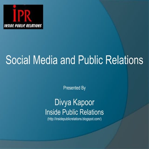 Social Media and Public Relations