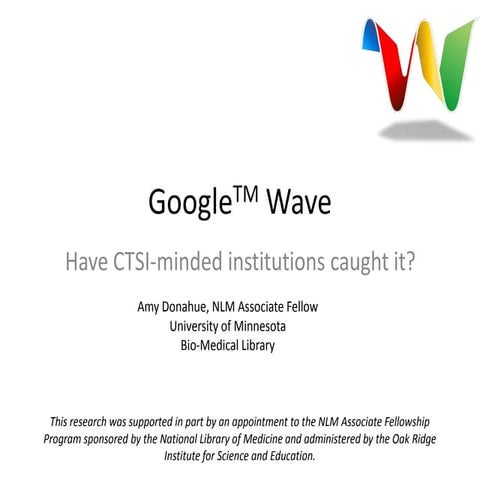 Google Wave: Have CTSI-minded institutions caught it?