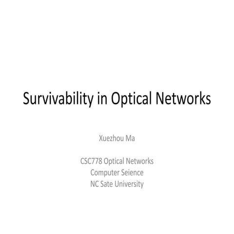 Optical Network Survivability
