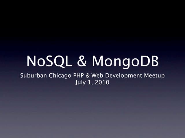 NoSQL & MongoDB