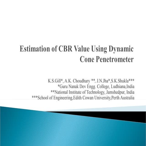 Estimation of CBR value using Dynamic Cone Penetrometer  