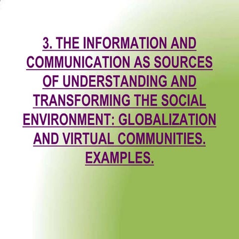 Information and communication as sources of understanding and transforming th...