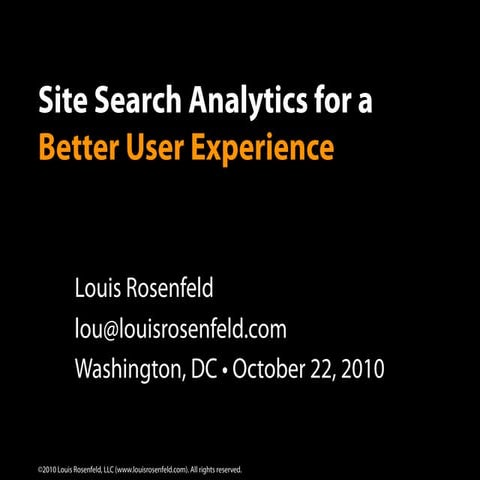 Site Search Analytics Workshop Presentation