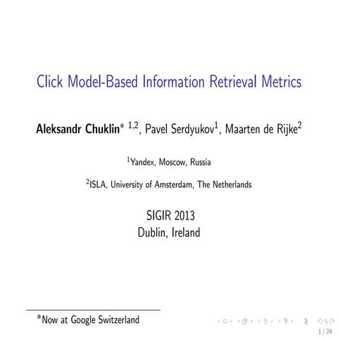 Click Model-Based Information Retrieval Metrics