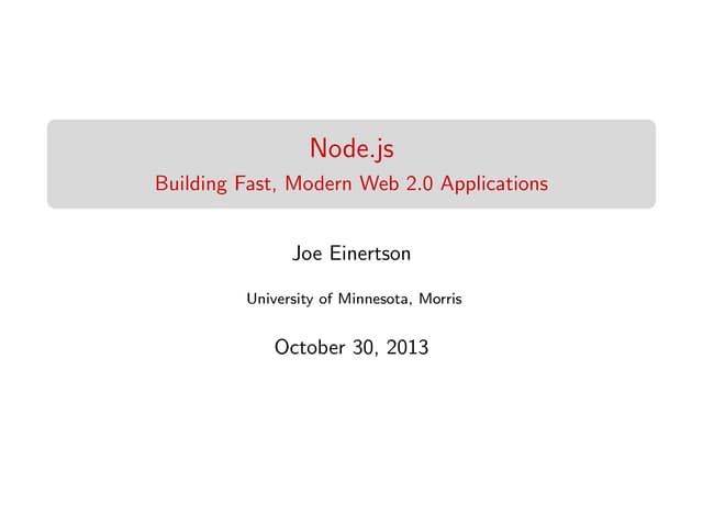 Building Fast, Modern Web Applications with Node.js and CoffeeScript