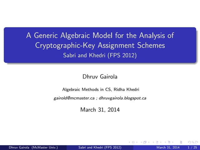 A Generic Algebraic Model for the Analysis of Cryptographic Key Assignment Sc...