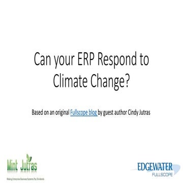 Can your ERP Respond to Climate Change?