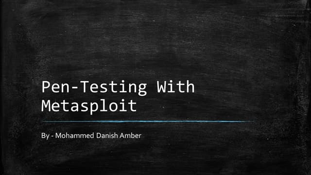 Pen-Testing with Metasploit