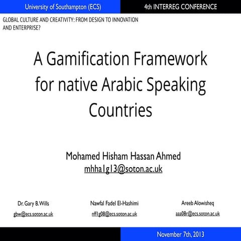 A gamification framework for native Arabic speaking countries
