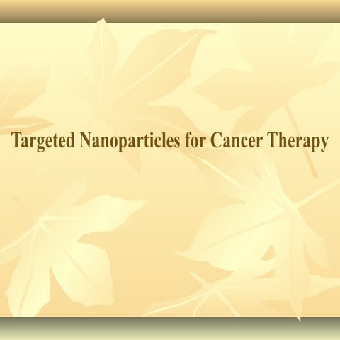 Nanoparticles for Cancer Therapy