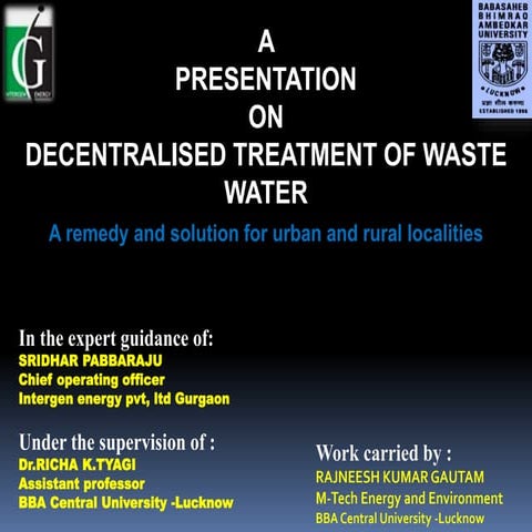 DEWATS Decentralized waste water treatment  technology