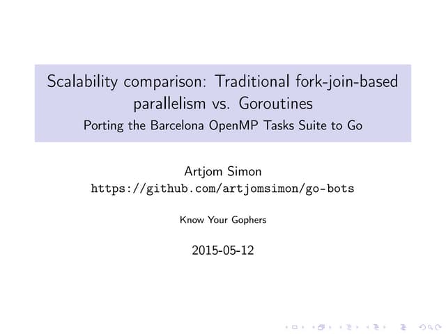 Scalability comparison: Traditional fork-join-based parallelism vs. Goroutine...