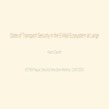 State of Transport Security in the E-Mail Ecosystem at Large