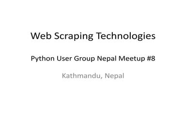 Web Scraping Technologies