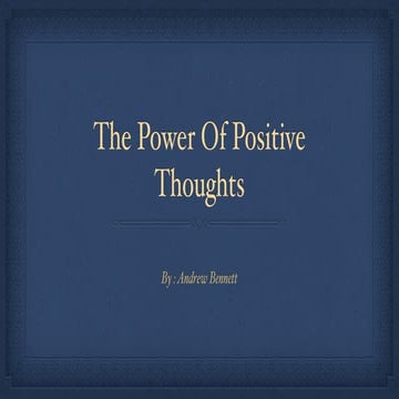 Power of positive thinking ppt by kingxgaming