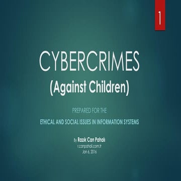 Cybercrimes (Against Children)