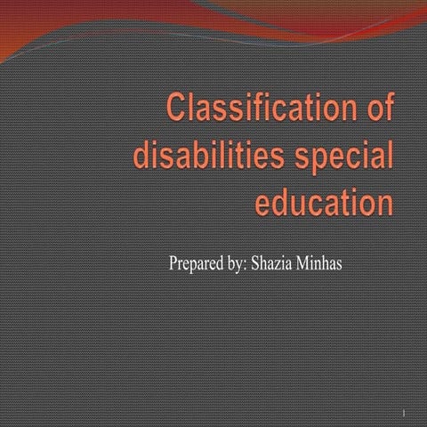 special education and Classification of Disabilities