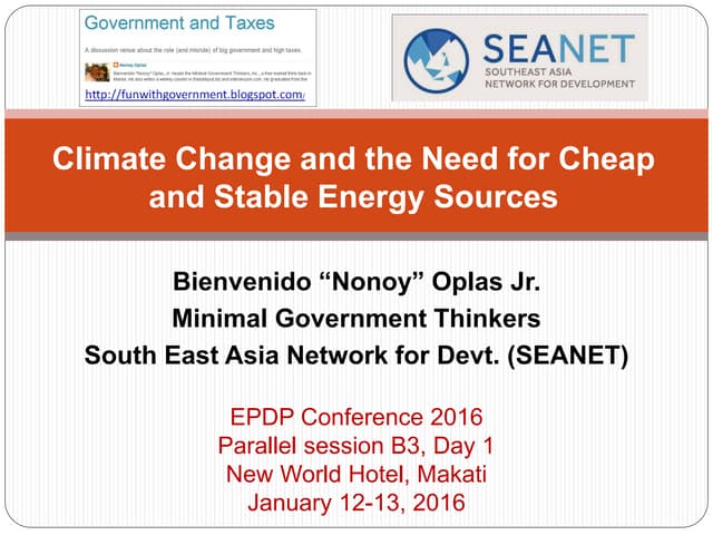 Climate change and the need for cheaper and stable energy