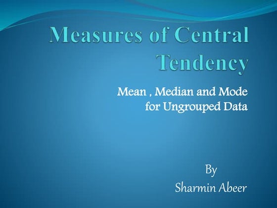 Presentation on Measures of Central Tendency | PPT