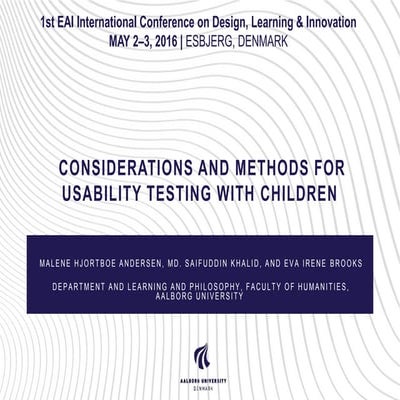 Considerations and Methods for Usability Testing with School Children