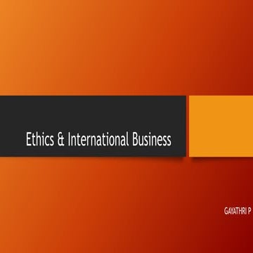 ETHICS & INTERNATIONAL BUSINESS