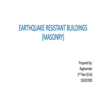 Earthquake Resistant Masonry Buildings 