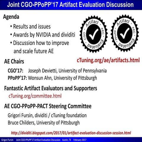 CGO/PPoPP'17 Artifact Evaluation Discussion (enabling open and reproducible r...