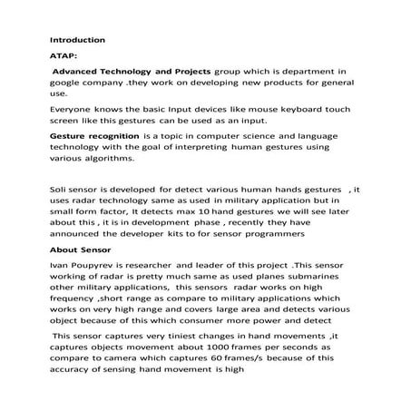 Soli sensor | DOCX