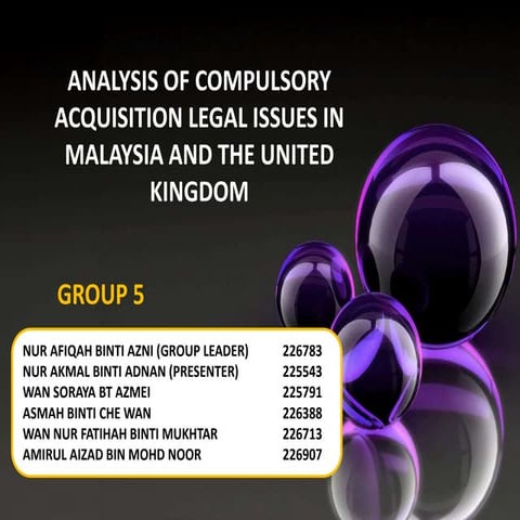 ANALYSIS OF COMPULSORY ACQUISITION OF SHARES : LEGAL ISSUES IN MALAYSIA AND UK
