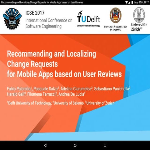 Recommending and localizing change requests for mobile apps based on user rev...