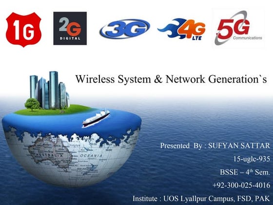 Presentation on 1G/2G/3G/4G/5G/Cellular & Wireless Technologies | PPT