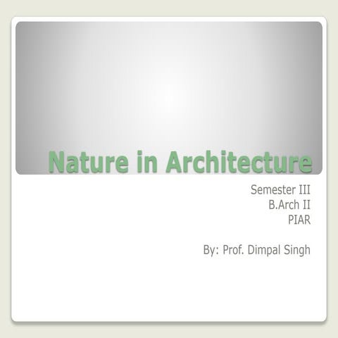 References from Nature in Architecture