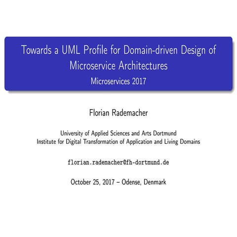 Towards a UML Profile for Domain-driven Design of Microservice Architectures