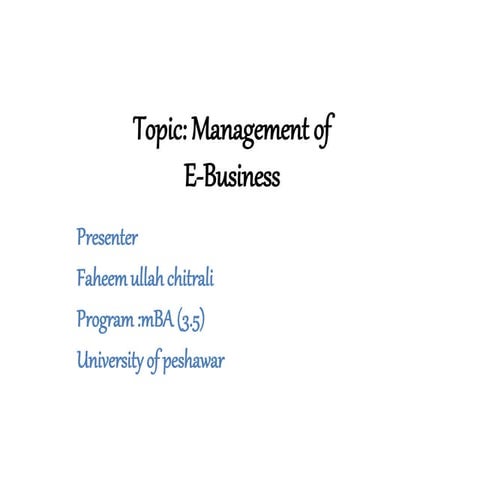 Management of E-business