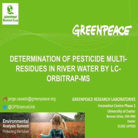 Determination of pesticide multi-residues in river water by LC-Orbitrap-MS