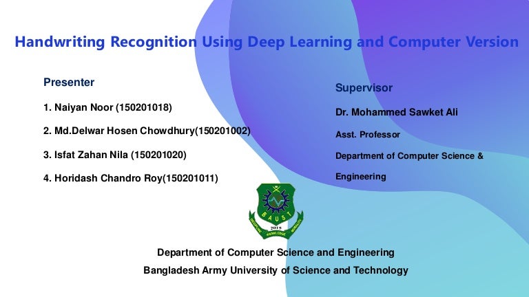 Handwriting Recognition Using Deep Learning And Computer Version Handwriting Recognition Using Deep Learning And Computer Version