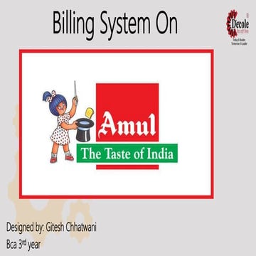 Billing Portal On Amul | PPTX