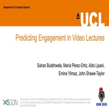 Predicting Engagement in Video Lectures