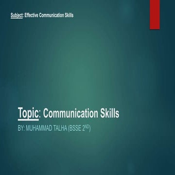 Effective Communication skill and its process.