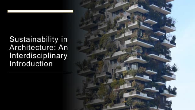 Sustainability in architecture